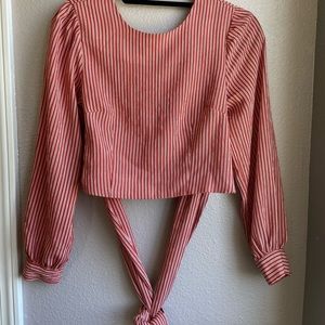 Nordstrom’s - Chriselle X JOA orange and white top